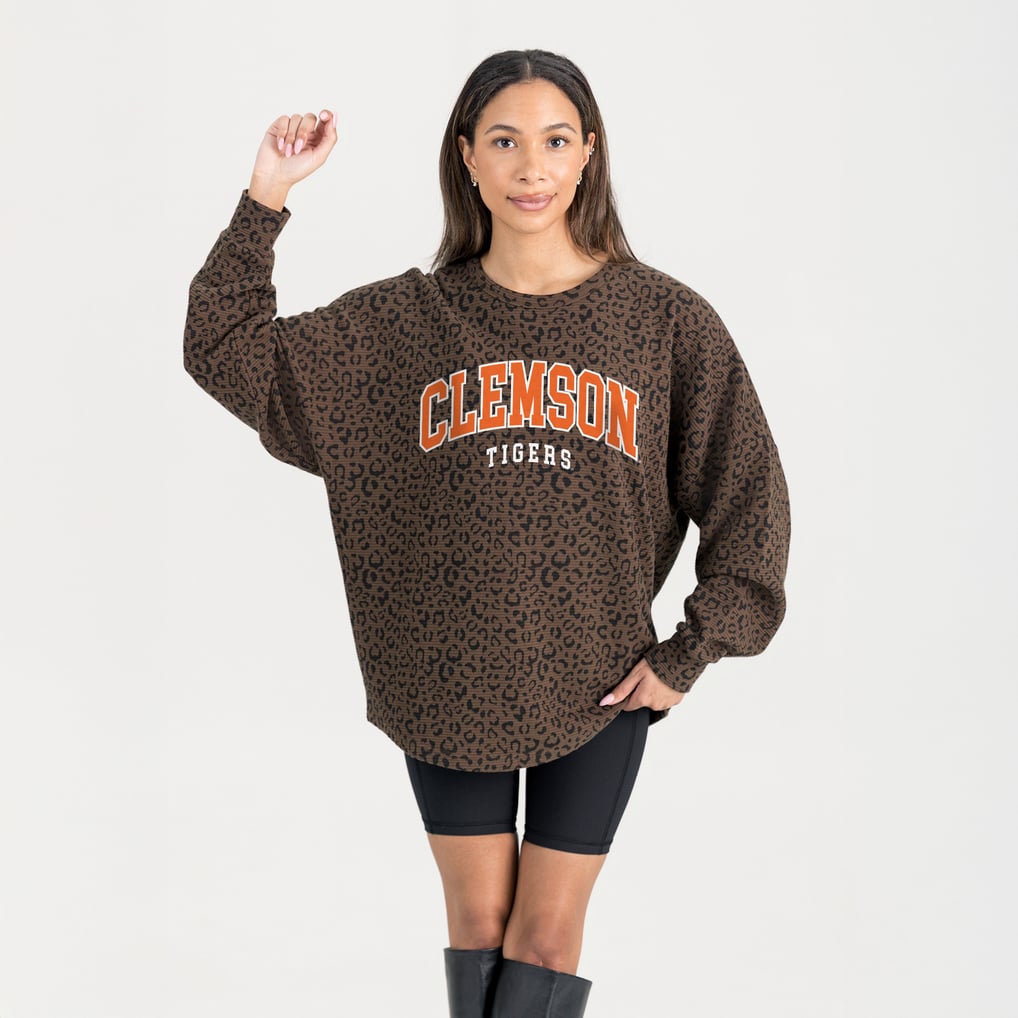 Clemson Tigers Gameday Couture Women's Leopard Oversized Sweatshirt - Brown