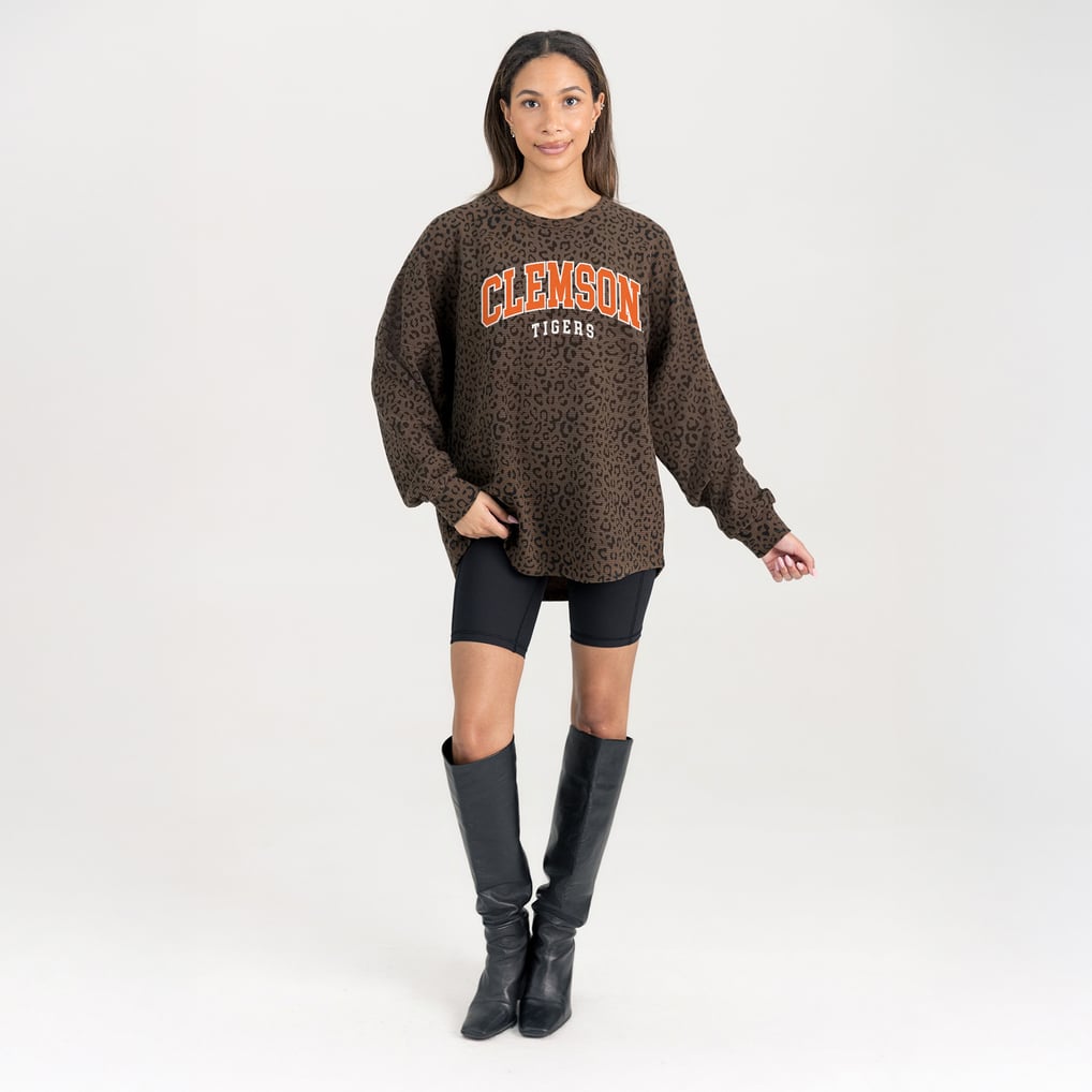 Clemson Tigers Gameday Couture Women's Leopard Oversized Sweatshirt - Brown