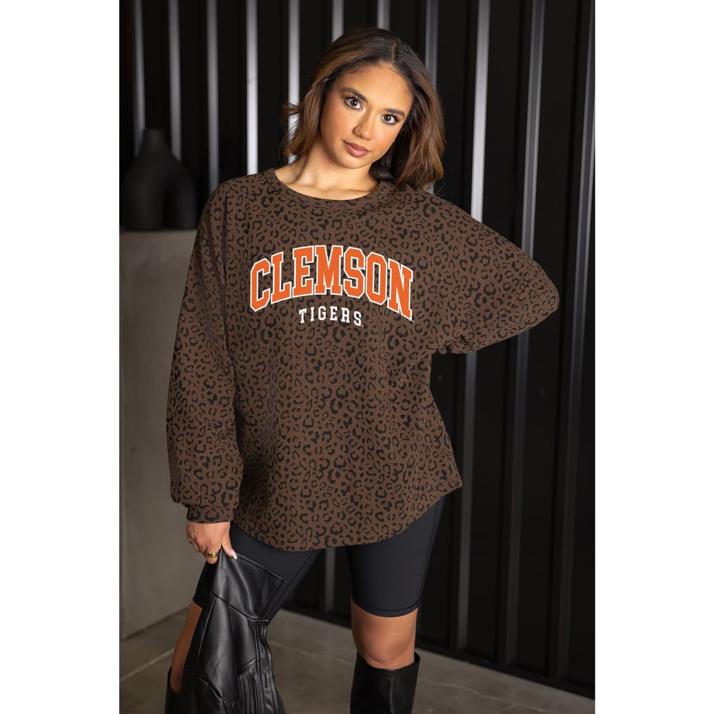 Clemson Tigers Gameday Couture Women's Leopard Oversized Sweatshirt - Brown