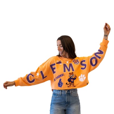 Clemson Tigers Gameday Social Women's Patch Phipps Sweatshirt - Orange
