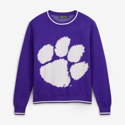  Clemson Tigers Gameday Social Women's Intarsia Mascot Sweater - Purple
