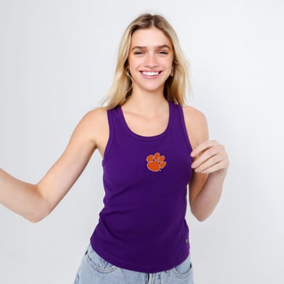  Clemson Tigers Hype and Vice Women's Primary Logo Ribbed Tank Top - Purple