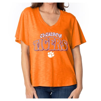  Clemson Tigers Women's Fawn Flutter Sleeve T-Shirt - Orange