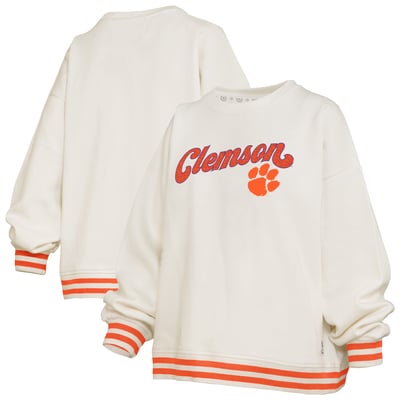 Clemson Tigers Pressbox Women's Bonanza Chenille Ribbed Sweatshirt - Cream