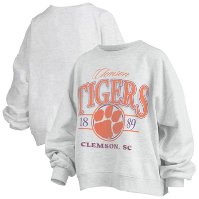 Clemson Tigers Pressbox Women's Oversized Vinson Melange Janise Sweatshirt - Heather Gray
