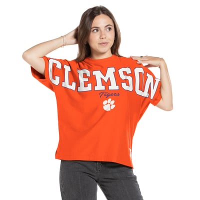  Clemson Tigers Pressbox Women's Flannigan Oversized T-Shirt - Orange
