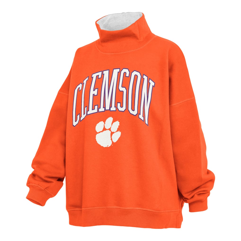  Clemson Tigers Pressbox Women's Oversized Mock Neck Sweatshirt - Orange