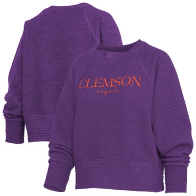 Clemson Tigers Pressbox Women's Champagne Nova Quilted Sweatshirt - Purple