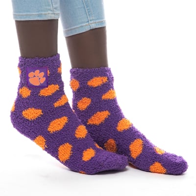 Clemson Tigers ZooZatz Women's Fuzzy Dot Ankle Socks