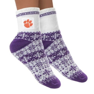 Clemson Tigers ZooZatz Women's Fuzzy Holiday Crew Socks