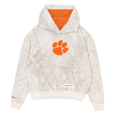  Clemson Tigers Mitchell & Ness Youth Ghosted Fleece Hoodie - White