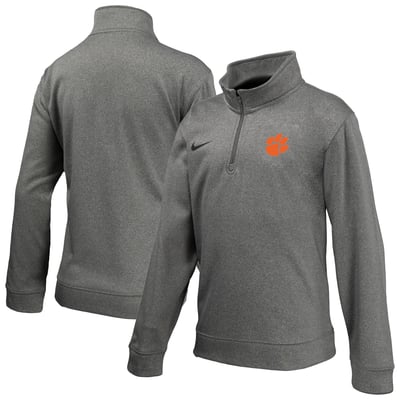 Clemson Tigers Nike Youth Therma-FIT Quarter-Zip Pullover - Gray