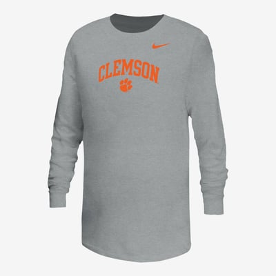  Clemson Tigers Nike Youth Arched Core Long Sleeve T-Shirt - Heather Gray