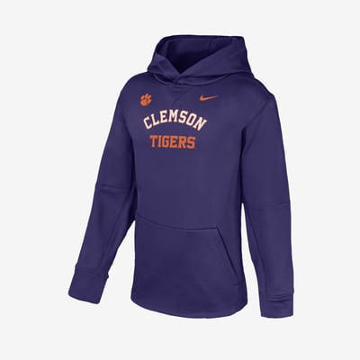  Clemson Tigers Nike Youth Arched Therma-FIT Hoodie - Purple