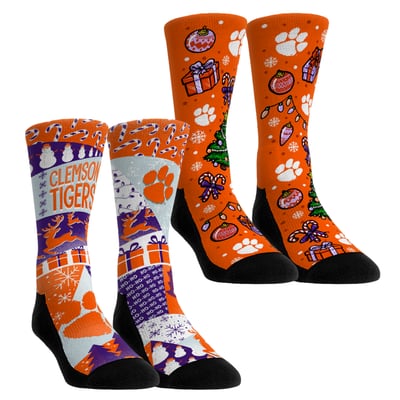 Clemson Tigers Rock Em Socks Youth Holiday Remix Crew Socks Two-Pack