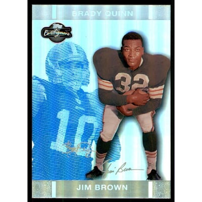 2007 Topps Co-Signers Changing Faces Holosilver Blue #45B Jim Brown/Brady Quinn
