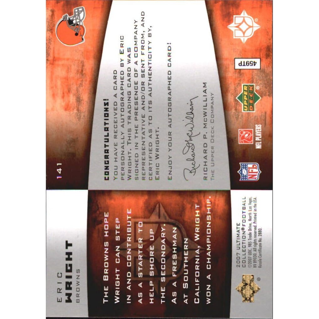 2007 Ultimate Collection #141 Eric Wright AU/250 RC