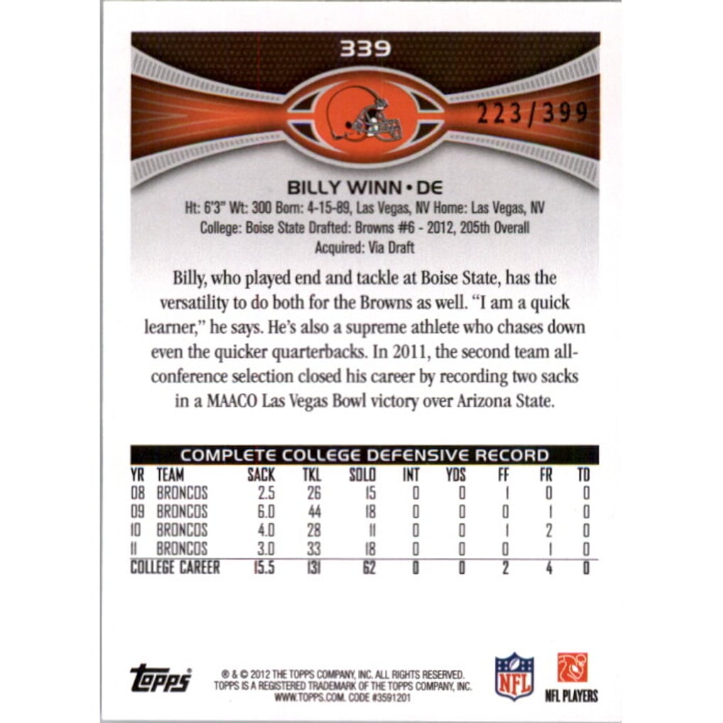 2012 Topps Camo #339 Billy Winn