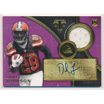 2015 Topps Triple Threads Rookie Autograph Relics Purple #TTRARDJ Duke Johnson