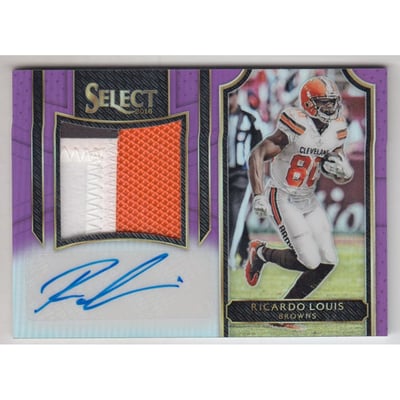 2016 Select Jumbo Rookie Signature Swatches Prizm Purple #JSRL Ricardo Louis/60