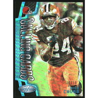 2023 Certified Calling Cards Mirror Teal #18 Nick Chubb