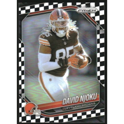 2025 Panini Prizm Prizms Black and White Checker #155 David Njoku