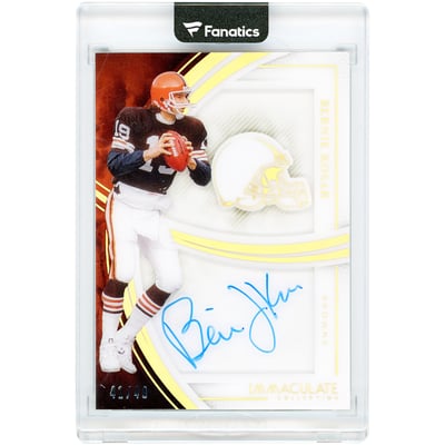Bernie Kosar Cleveland Browns Autographed 2025 Panini Immaculate Collection Immaculate Shadowbox Signatures #ISS-BKR #41/49 Card