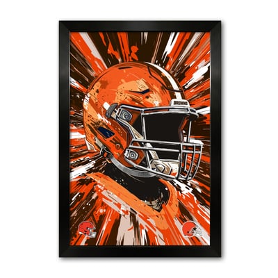 Cleveland Browns 14" x 20" Framed Football Helmet Hyper Speed Art Print