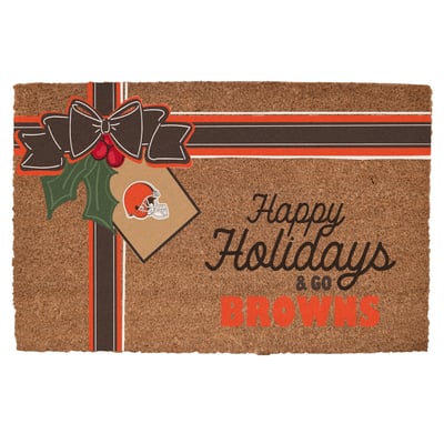 Cleveland Browns 20" x 30" Holiday Gift Wrap Coir Door Mat
