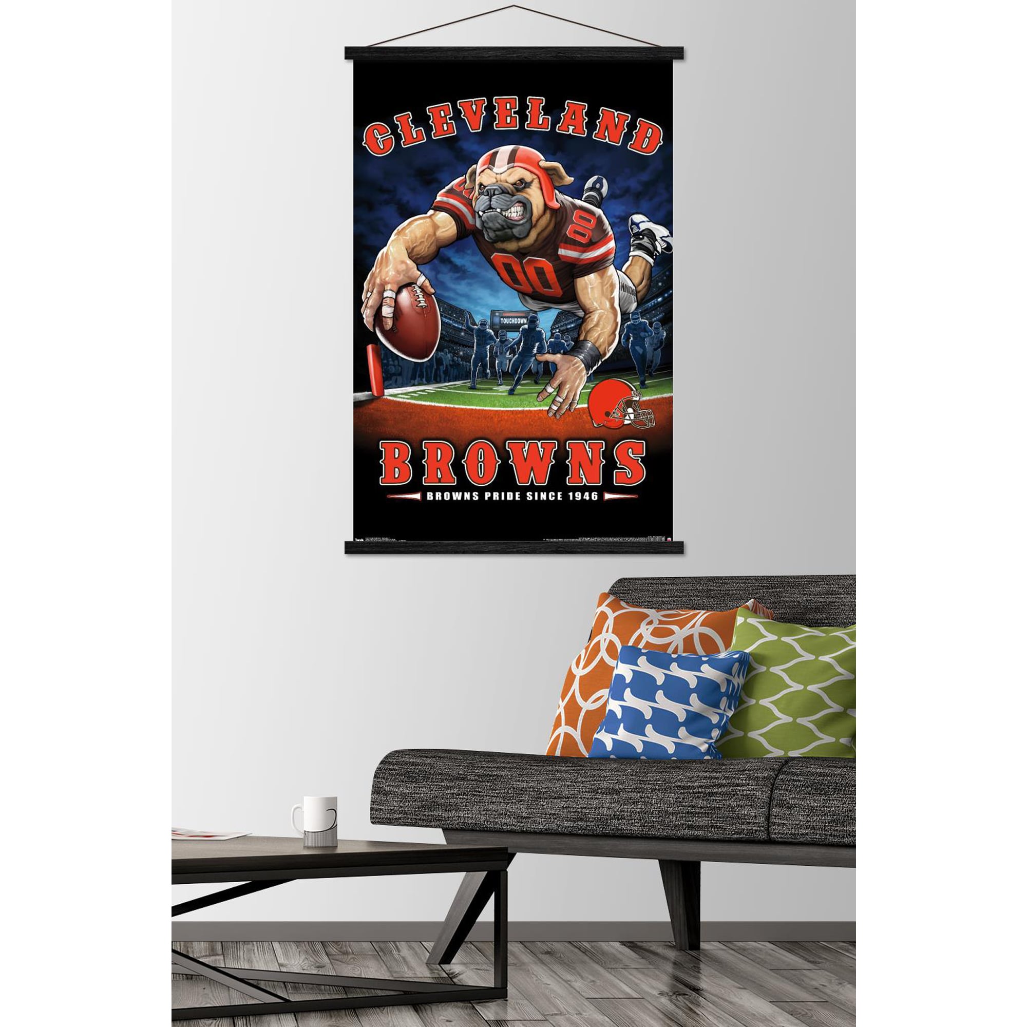Cleveland Browns 22.4'' x 34'' Magnetic Framed Mascot Endzone Poster