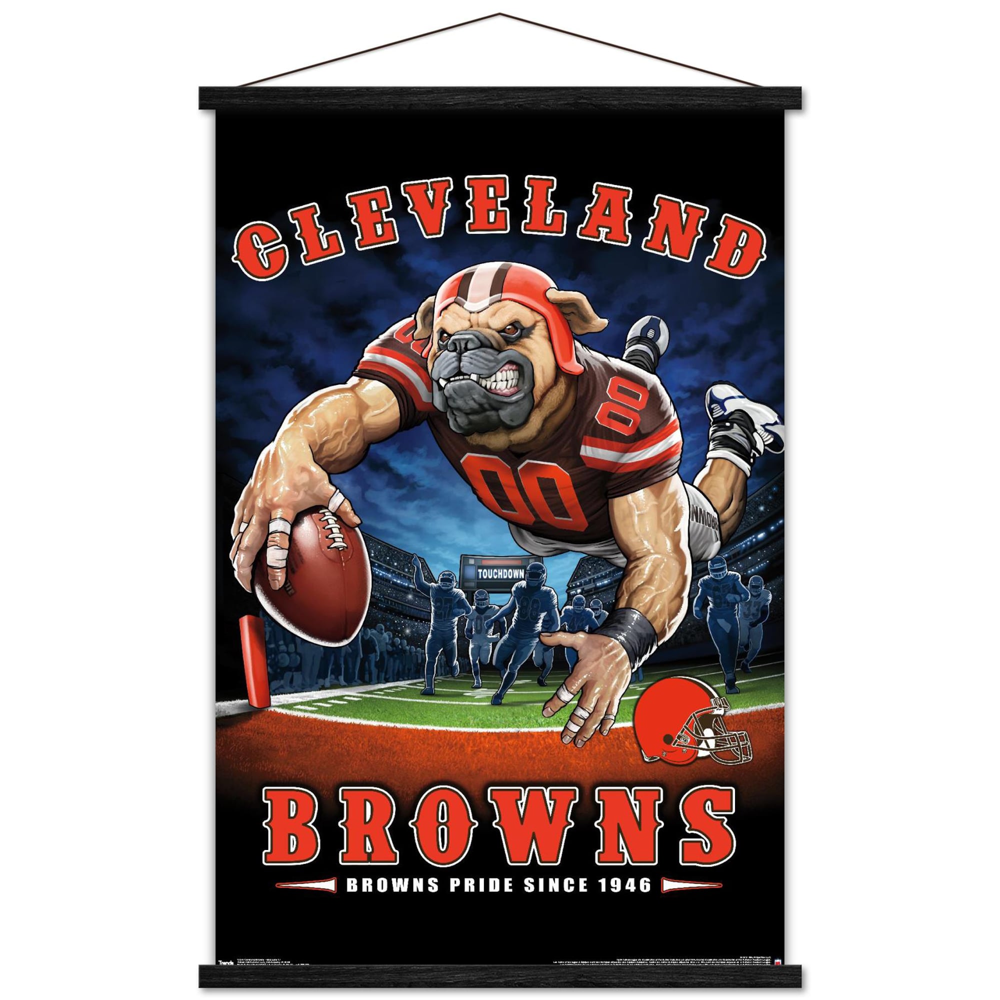 Cleveland Browns 22.4'' x 34'' Magnetic Framed Mascot Endzone Poster