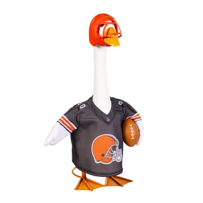 Cleveland Browns Gameday Porch Goose Statue & Team Uniform Set