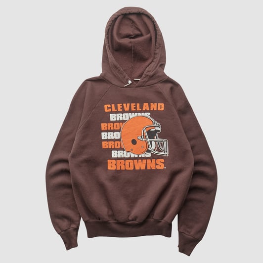 Cleveland Browns Garan 80s Hooded Pullover Sweatshirt - Brown - Yth L by Fanatics Real Vintage