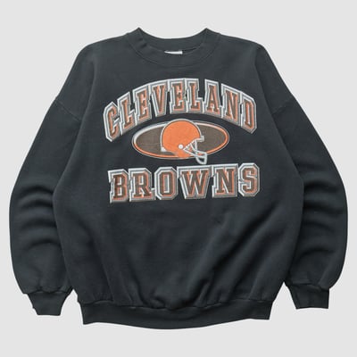 Cleveland Browns Logo Athletic 90s Pullover Sweatshirt - Black - M by Fanatics Real Vintage