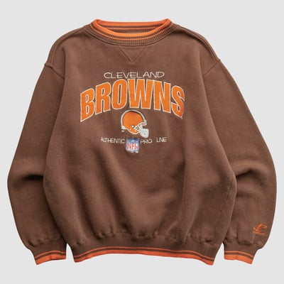 Cleveland Browns Logo Athletic 90s Pullover Sweatshirt - Brown - XL by Fanatics Real Vintage