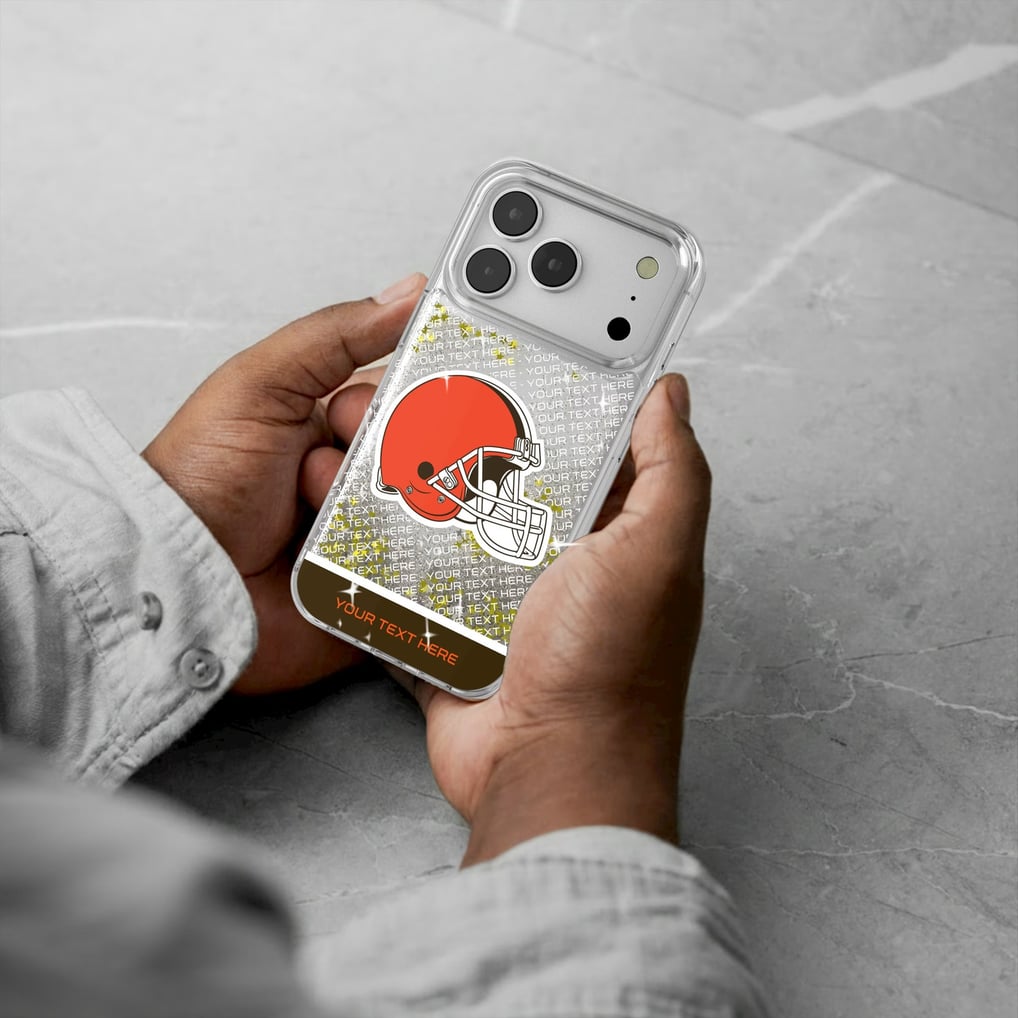 Cleveland Browns Personalized Endzone Plus Design iPhone Glitter Phone Case
