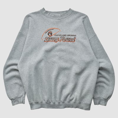 Cleveland Browns Puma 90s Pullover Sweatshirt - Heather Gray - L by Fanatics Real Vintage