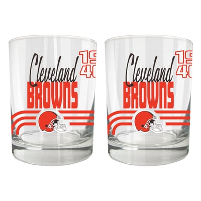 Cleveland Browns Two-Piece 12oz. Heritage Rocks Glass Set