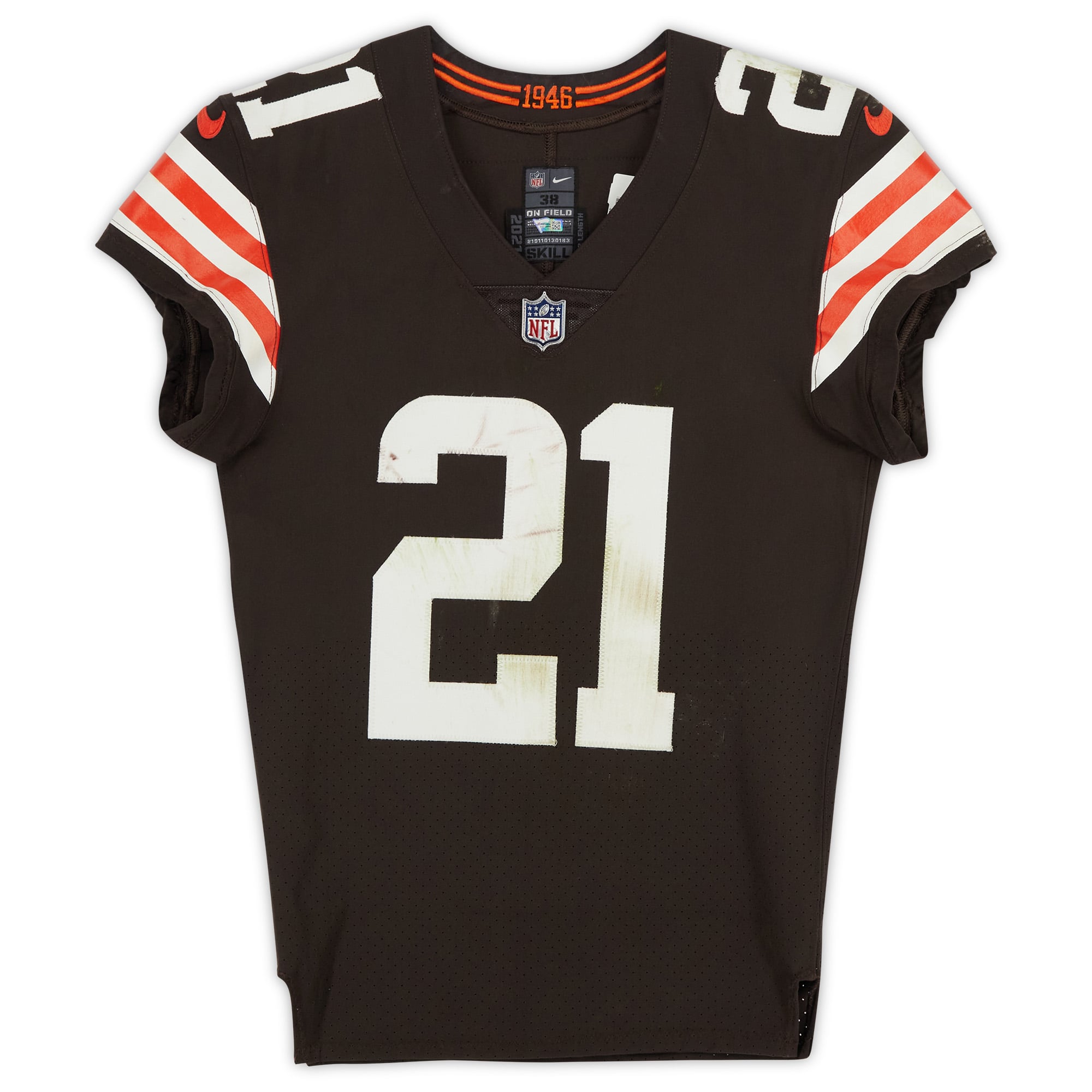 Denzel Ward Cleveland Browns Game-Used #21 Brown Jersey vs