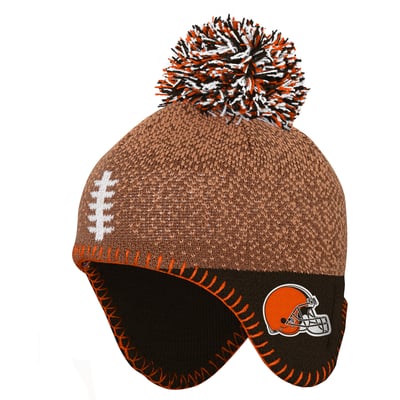 Cleveland Browns Outerstuff Infant Football Head Knit Hat with Pom - Brown