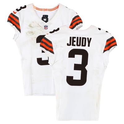 Jerry Jeudy Cleveland Browns Fanatics Authentic Game-Used #3 White Jersey vs. Jacksonville Jaguars on September 13, 2026