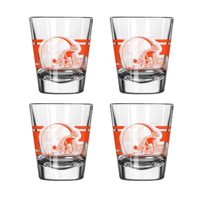 Cleveland Browns Logo Brands Four-Piece Stripe Shot Glass Set