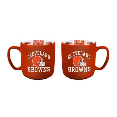 Cleveland Browns Logo Brands Two-Piece 15oz. Stripe Mug Set