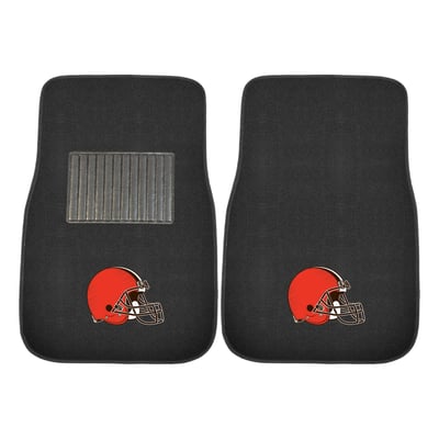 Cleveland Browns Logo Brands Two-Piece Embroidered Car Mat Set