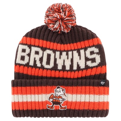 Cleveland Browns '47 Bering Cuffed Knit Hat with Pom - Brown