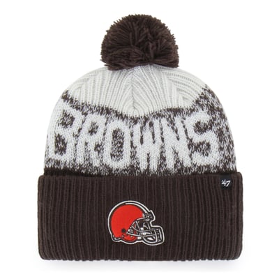  Cleveland Browns '47  Bone Chill Cuffed Knit Hat with Pom - Brown