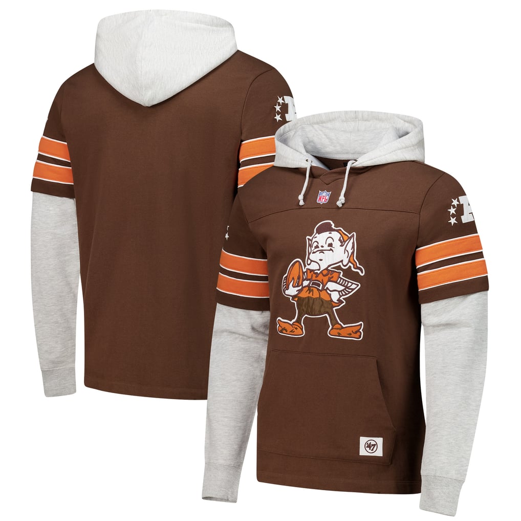 Cleveland Browns '47  Throwback Double Header Blitz Cornerback Hoodie - Brown