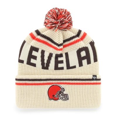  Cleveland Browns '47 Quattrle Cuffed Knit Hat with Pom - Natural