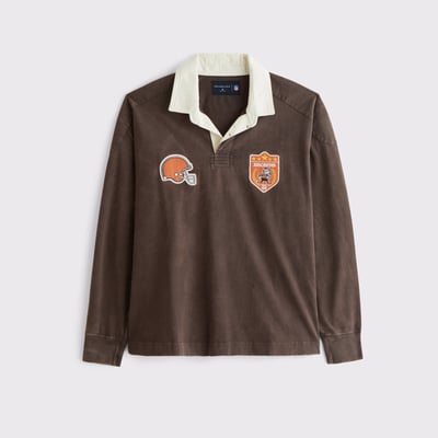  Cleveland Browns Abercrombie & Fitch Heavyweight Knit Rugby Shirt - Brown