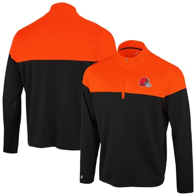 Cleveland Browns Antigua Hinder Quarter-Zip Pullover - Black/Orange